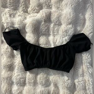 XS Black European Crop Top